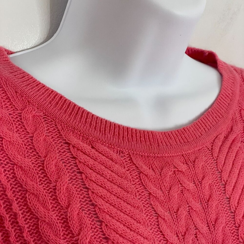 Talbots Cable Knit Sweater Size L Pink Wool Blend Feminine Dainty Capsule Preppy - Picture 7 of 11